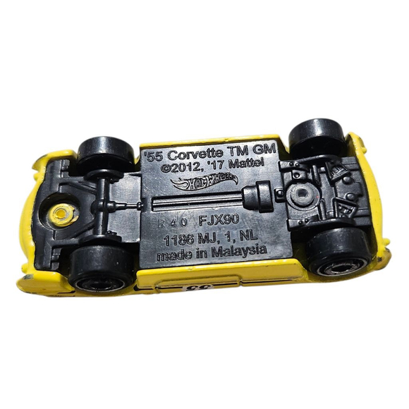 Hot Wheels '55 Corvette Toy Car Yellow Black - Picture 3 of 3